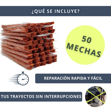 IBRIQO® Pack 50 Mechas de Recambio 6x100mm para Kits Reparación Pinchazos